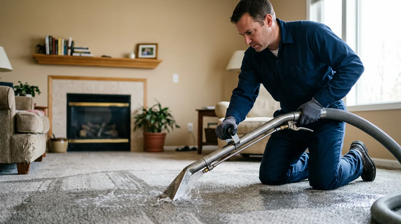 Water damage restoration technician working near Wilburton, PA